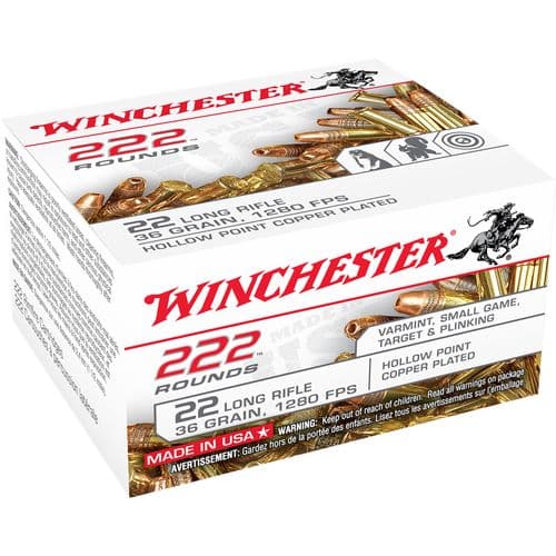 Winchester Ammo USA 22 LR 36 gr Copper Plated Hollow Point 222 Per Box/ 10 Case - 22LR222HP Winchester Ammo USA 22 LR 36 gr Copper Plated Hollow Point 222 Per Box/ 10 Case - 22LR222HP