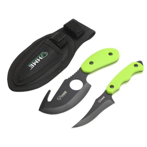 HME HMEKN2PSGC Skinning Kit 3.50" Fixed Skinner w/Gut Hook/Caping Plain/Gut Hook Black Oxide 420HC Blade TPR Green Handle HME HMEKN2PSGC Skinning Kit 3.50" Fixed Skinner w/Gut Hook/Caping Plain/Gut Hook Black Oxide 420HC Blade TPR Green Handle