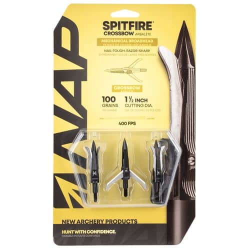 NAP NAP-60-696 Spitfire Crossbow 100 grain Broadhead 3 Pack NAP NAP-60-696 Spitfire Crossbow 100 grain Broadhead 3 Pack