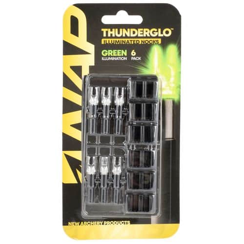 NAP NAP-ILLN-GR- Thunderglo Illuminated Nock Green Polycarbonate/Aluminum 6 Per Pack NAP NAP-ILLN-GR- Thunderglo Illuminated Nock Green Polycarbonate/Aluminum 6 Per Pack