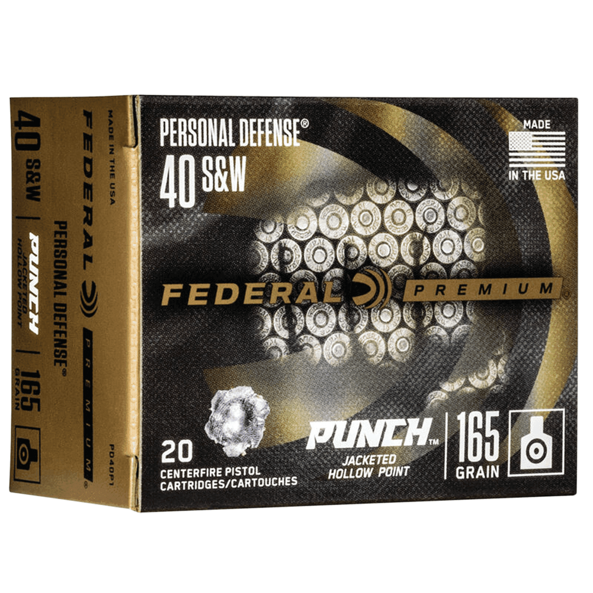 Federal Premium Personal Defense Punch 40 S&W 165 gr Jacketed Hollow Point Handgun Ammo Federal Premium Personal Defense Punch 40 S&W 165 gr Jacketed Hollow Point Handgun Ammo