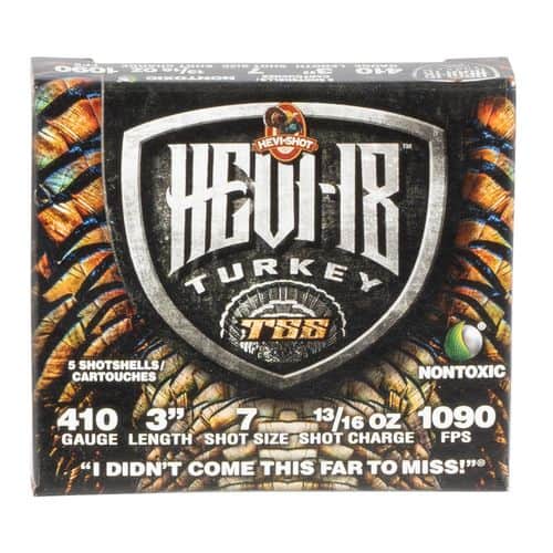 HEVI-Shot HS1007 Hevi-18 Turkey TSS 410 Gauge 3" 13/16 oz 7 Shot 5 Bx/ 10 Cs HEVI-Shot HS1007 Hevi-18 Turkey TSS 410 Gauge 3" 13/16 oz 7 Shot 5 Bx/ 10 Cs