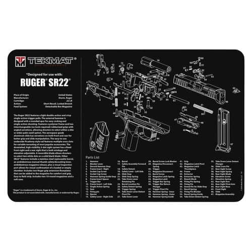 TekMat TEKR17RUGERSR22 Original Cleaning Mat Ruger SR22 Parts Diagram 11" x 17" TekMat TEKR17RUGERSR22 Original Cleaning Mat Ruger SR22 Parts Diagram 11" x 17"