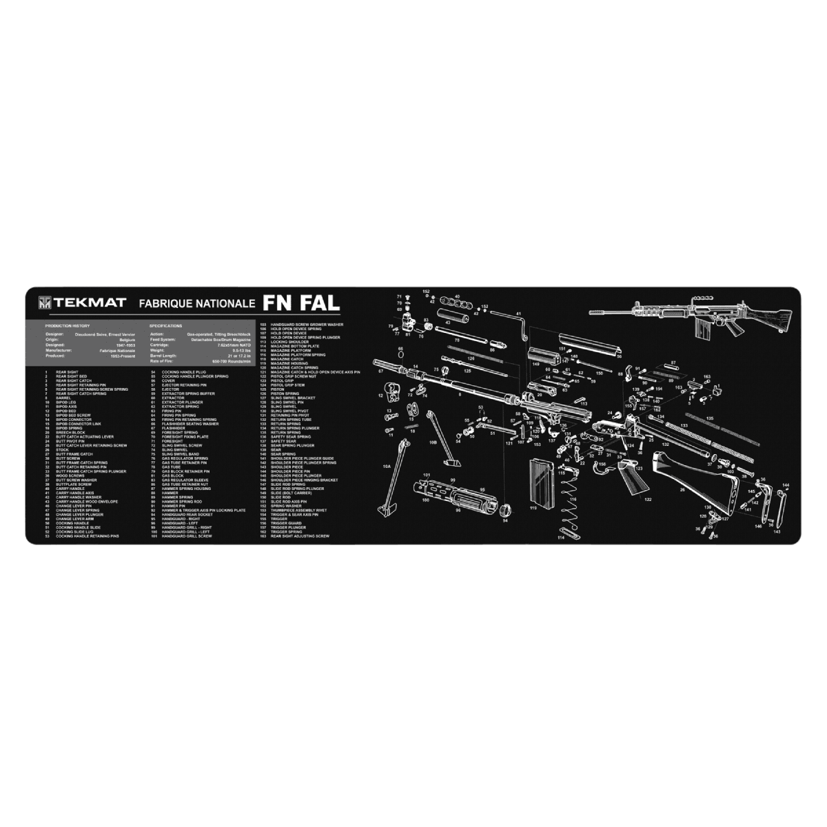 TekMat Original Cleaning Mat FN-FAL Parts Diagram 12" x 36" TekMat Original Cleaning Mat FN-FAL Parts Diagram 12" x 36"