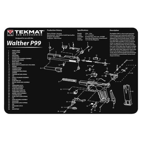 TekMat TEKR17WALP99 Original Cleaning Mat Walther P99 Parts Diagram 11" x 17" TekMat TEKR17WALP99 Original Cleaning Mat Walther P99 Parts Diagram 11" x 17"