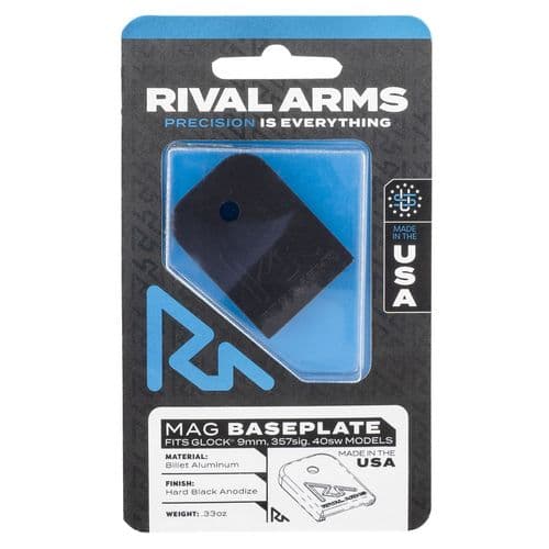 Rival Arms RA70G001A Mag Baseplate fits Glock 9mm/40 S&W/357 Sig Black Anodized Aluminum (Except 36,42,43,48) Rival Arms RA70G001A Mag Baseplate fits Glock 9mm/40 S&W/357 Sig Black Anodized Aluminum (Except 36,42,43,48)