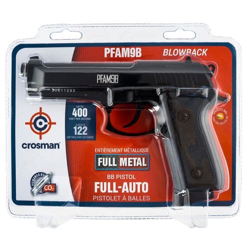 Crosman PFAM9B Full Auto Air Pistol CO2 177 BB 20rd Black Frame Black Polymer Grip Crosman PFAM9B Full Auto Air Pistol CO2 177 BB 20rd Black Frame Black Polymer Grip