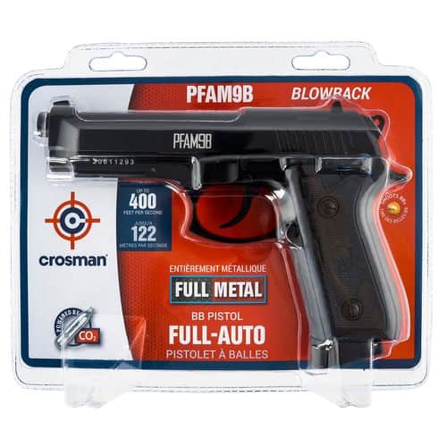 Crosman PFAM9B Full Auto Air Pistol CO2 177 BB 20rd Black Frame Black Polymer Grip Crosman PFAM9B Full Auto Air Pistol CO2 177 BB 20rd Black Frame Black Polymer Grip