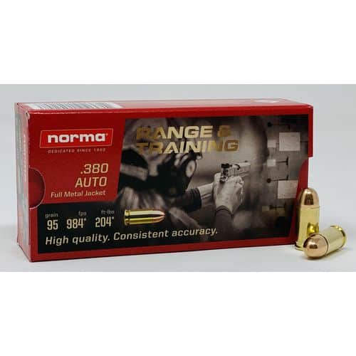 Norma Ammunition (RUAG) 620140050 Range and Training 380 ACP 95 gr Full Metal Jacket (FMJ) 50 Bx/ 20 Cs Norma Ammunition (RUAG) 620140050 Range and Training 380 ACP 95 gr Full Metal Jacket (FMJ) 50 Bx/ 20 Cs