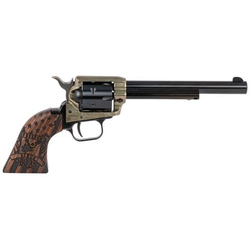 Heritage Mfg RR22CH6WBRN14 Rough Rider 22 LR 6rd 6.50" Black Barrel & Cylinder Case Hardened Frame with Wood Engraved Grip Heritage Mfg RR22CH6WBRN14 Rough Rider 22 LR 6rd 6.50" Black Barrel & Cylinder Case Hardened Frame with Wood Engraved Grip