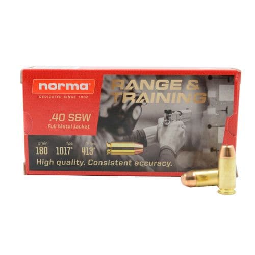 Norma Ammunition (RUAG) 620740050 Range and Training 40 S&W 180 gr Full Metal Jacket (FMJ) 50 Bx/ 20 Cs Norma Ammunition (RUAG) 620740050 Range and Training 40 S&W 180 gr Full Metal Jacket (FMJ) 50 Bx/ 20 Cs