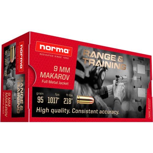Norma Ammunition (RUAG) 620440050 Range and Training 9mm Makarov 95 gr Full Metal Jacket (FMJ) 50 Bx/ 20 Cs Norma Ammunition (RUAG) 620440050 Range and Training 9mm Makarov 95 gr Full Metal Jacket (FMJ) 50 Bx/ 20 Cs