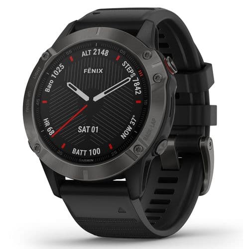 Garmin 0100255810 fenix 6 Sapphire Watch Carbon Gray DLC w/Black Band iPhone/Android Garmin 0100255810 fenix 6 Sapphire Watch Carbon Gray DLC w/Black Band iPhone/Android