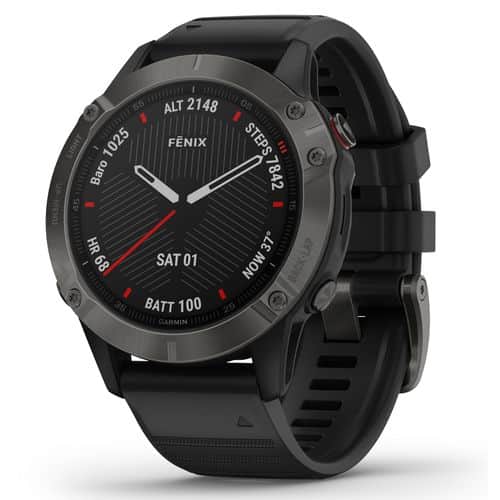 Garmin 0100255810 fenix 6 Sapphire Watch Carbon Gray DLC w/Black Band iPhone/Android Garmin 0100255810 fenix 6 Sapphire Watch Carbon Gray DLC w/Black Band iPhone/Android