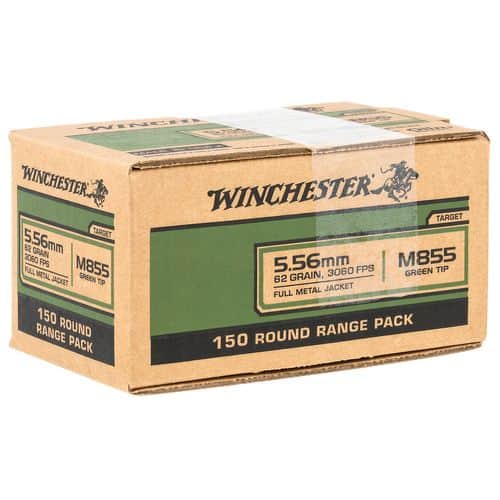 Winchester Ammo USA M855 Green Tip 5.56x45mm NATO 62 gr Full Metal Jacket - WM855150 Winchester Ammo USA M855 Green Tip 5.56x45mm NATO 62 gr Full Metal Jacket - WM855150