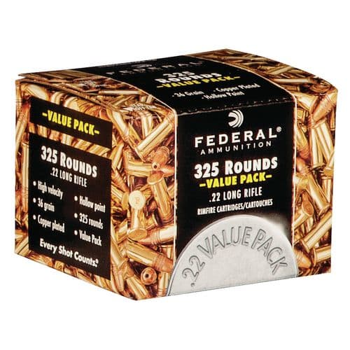 Federal 725 Value Pack 22 LR 36 gr Copper Plated Hollow Point (CPHP) 325 Bx/ 10 Cs Federal 725 Value Pack 22 LR 36 gr Copper Plated Hollow Point (CPHP) 325 Bx/ 10 Cs