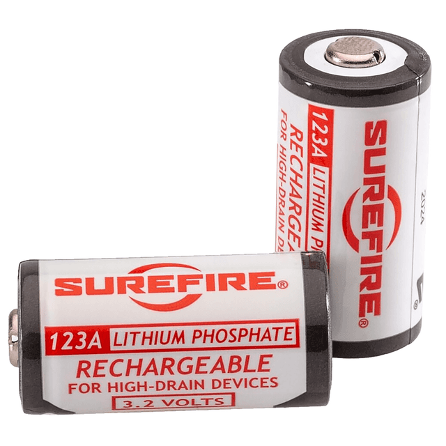 SureFire 123A Batteries White/Black 3.2 Volts 450 mAh (2) Single Pack Rechargeable SureFire 123A Batteries White/Black 3.2 Volts 450 mAh (2) Single Pack Rechargeable