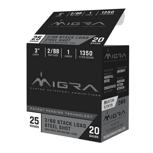 MIGRA AMMUNITION M20S2BB Combinational 20 Gauge 3" 1 oz 2,BB Shot 25 Bx/ 10 Cs MIGRA AMMUNITION M20S2BB Combinational 20 Gauge 3" 1 oz 2,BB Shot 25 Bx/ 10 Cs