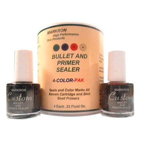 Markron MPS04 Bullet & Primer Sealer 1/3 oz Red/Blue/Green/Black 4 Bottles Markron MPS04 Bullet & Primer Sealer 1/3 oz Red/Blue/Green/Black 4 Bottles