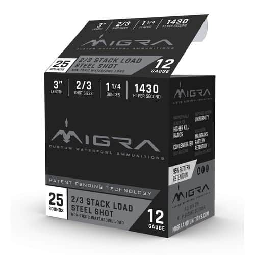 MIGRA AMMUNITION M12S23 Combinational 12 Gauge 3" 1 1/4 oz 2,3 Shot 25 Bx/ 10 Cs MIGRA AMMUNITION M12S23 Combinational 12 Gauge 3" 1 1/4 oz 2,3 Shot 25 Bx/ 10 Cs