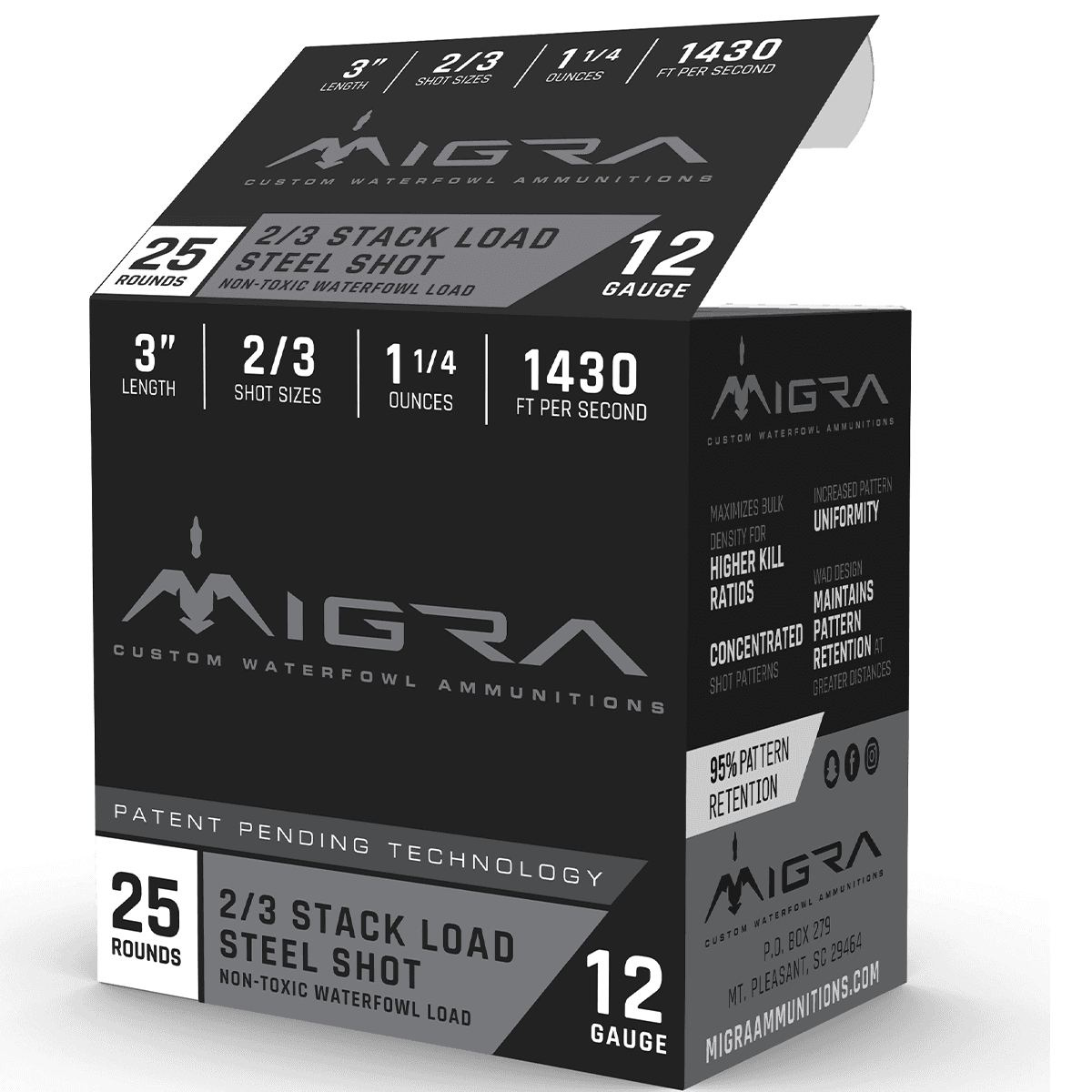 Migra Ammunitions M12S23 Staxd 12 Gauge 3" 1 1/4 oz 2 3 Shot 25 Per Box Migra Ammunitions M12S23 Staxd 12 Gauge 3" 1 1/4 oz 2 3 Shot 25 Per Box