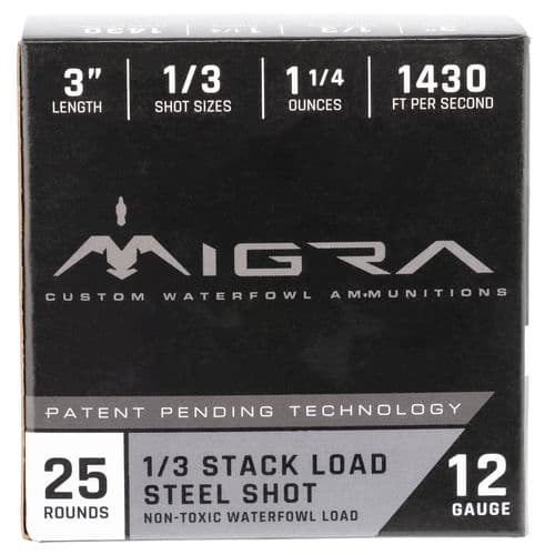 MIGRA AMMUNITION M12S136P Combinational Weekender 12 Gauge 3" 1 1/4 oz 1, 3 Shot 25 Bx/6 Cs MIGRA AMMUNITION M12S136P Combinational Weekender 12 Gauge 3" 1 1/4 oz 1, 3 Shot 25 Bx/6 Cs