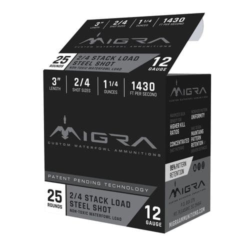 Migra Ammunitions M12S24 Combinational 12 Gauge 3" 1 1/4 oz 2,4 Shot 25 Bx/ 10 Cs Migra Ammunitions M12S24 Combinational 12 Gauge 3" 1 1/4 oz 2,4 Shot 25 Bx/ 10 Cs