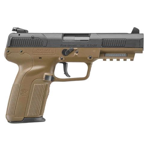 FN 3868929357 Five-seveN 5.7x28mm 4.80" 10+1 (2) Flat Dark Earth Polymer Frame Black Steel Slide Flat Dark Earth Polymer Grip FN 3868929357 Five-seveN 5.7x28mm 4.80" 10+1 (2) Flat Dark Earth Polymer Frame Black Steel Slide Flat Dark Earth Polymer Grip