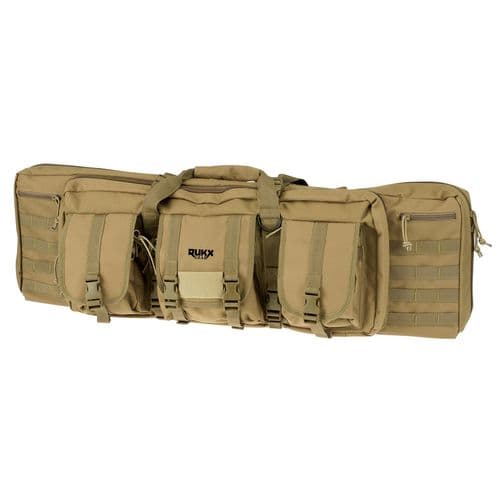Rukx Gear ATICT42DBT Tactical Double Gun 42" Water Resistant Tan 600D Polyester with Non-Rust Zippers Holds up to 2 Rifles Rukx Gear ATICT42DBT Tactical Double Gun 42" Water Resistant Tan 600D Polyester with Non-Rust Zippers Holds up to 2 Rifles