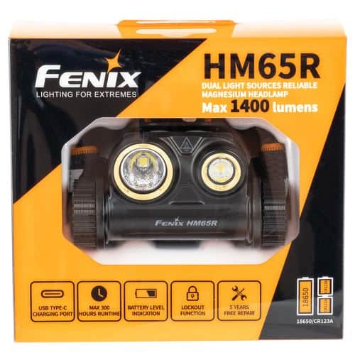 Fenix FX-HM65R HM65R 50-1400 Lumens White Cree LED Bulb Black 534 ft Distance Fenix FX-HM65R HM65R 50-1400 Lumens White Cree LED Bulb Black 534 ft Distance