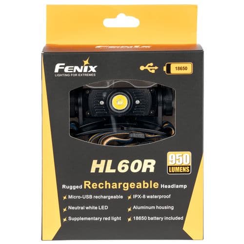 Fenix FX-HL60RU2B HL60R 5-950 Lumens Red/White LED Bulb Black Anodized 381 ft Distance Fenix FX-HL60RU2B HL60R 5-950 Lumens Red/White LED Bulb Black Anodized 381 ft Distance