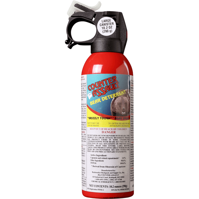 Counter Assault Bear Spray Capsaicin Range 32 ft-7 Seconds 10.20 oz Counter Assault Bear Spray Capsaicin Range 32 ft-7 Seconds 10.20 oz