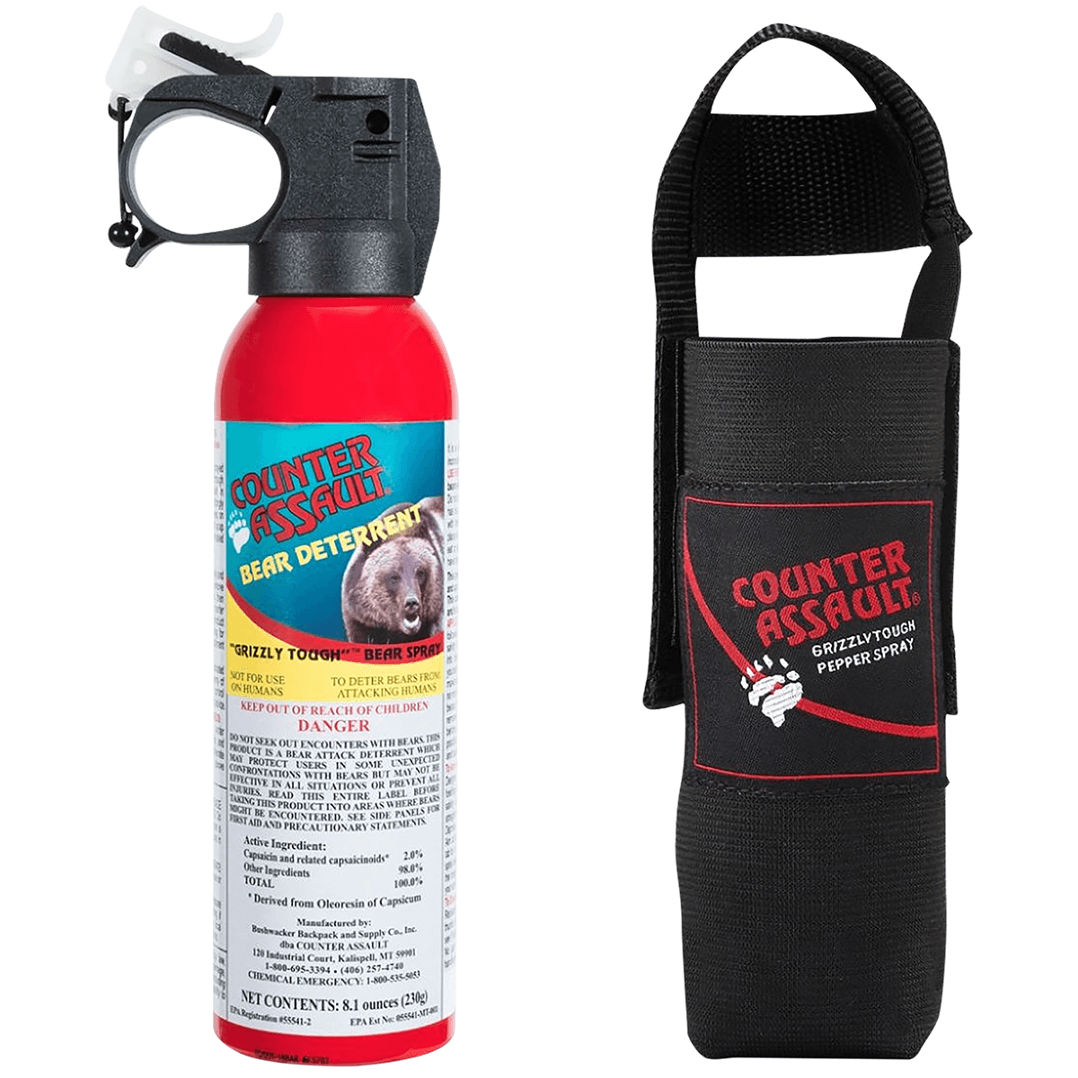 Counter Assault Bear Spray Capsaicin Range 32 ft-7 Seconds 8.10 oz Includes Holster 15067025 Counter Assault Bear Spray Capsaicin Range 32 ft-7 Seconds 8.10 oz Includes Holster 15067025