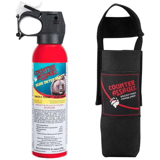 Counter Assault Bear Spray Capsaicin Range 32 ft-7 Seconds 8.10 oz Includes Holster 15067025 Counter Assault Bear Spray Capsaicin Range 32 ft-7 Seconds 8.10 oz Includes Holster 15067025