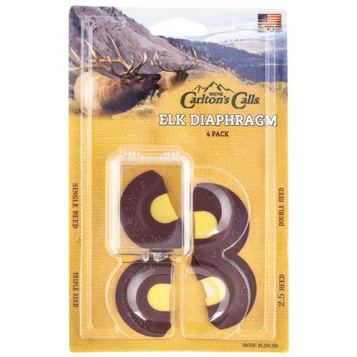 Wayne Carlton's Calls 70314 Essential Elk Diaphragm Call Single/Double/Triple/2.5 Reed Attracts Elk Yellow 4 Per Pkg Wayne Carlton's Calls 70314 Essential Elk Diaphragm Call Single/Double/Triple/2.5 Reed Attracts Elk Yellow 4 Per Pkg