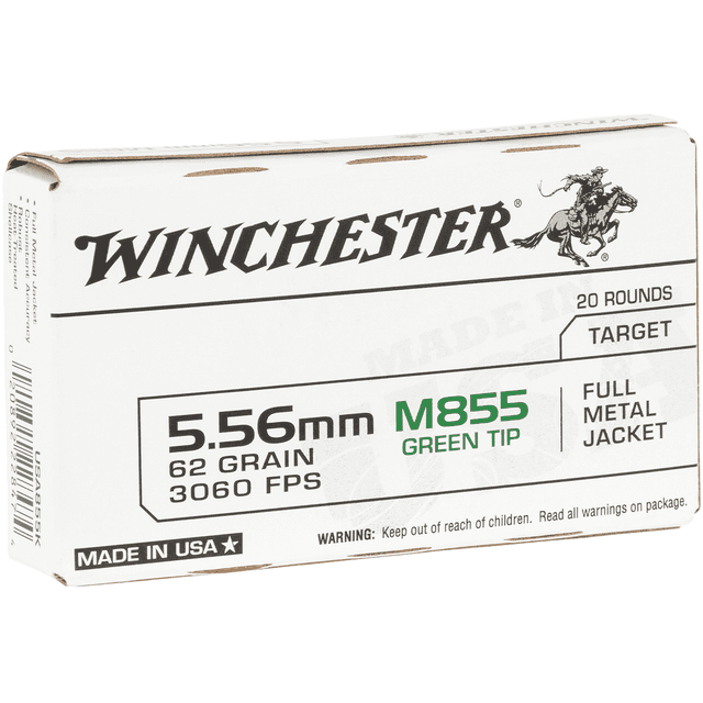 Winchester Ammo WM855K USA Green Tip M855 5.56x45mm NATO 62 gr FMJ Winchester Ammo WM855K USA Green Tip M855 5.56x45mm NATO 62 gr FMJ
