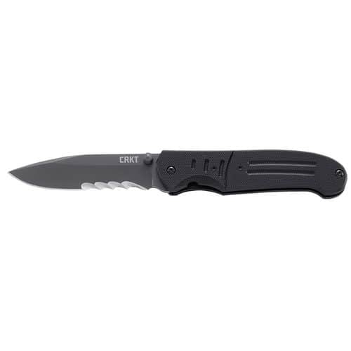 CRKT 6865 Ignitor T 3.38" Folding Modified Drop Point Veff Serrated TiCN Gray 8Cr14MoV SS Blade G10 Black Handle CRKT 6865 Ignitor T 3.38" Folding Modified Drop Point Veff Serrated TiCN Gray 8Cr14MoV SS Blade G10 Black Handle