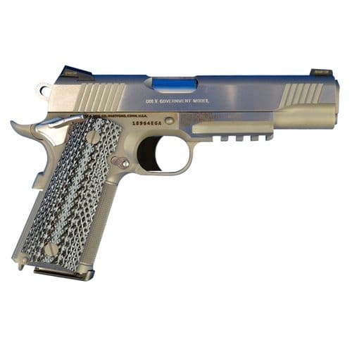 Colt Mfg O1070RGZ 1911 Government with Rail 45 ACP 5" 7+1 Stainless Steel Frame & Slide Double Diamond Checkered Wood Grip Colt Mfg O1070RGZ 1911 Government with Rail 45 ACP 5" 7+1 Stainless Steel Frame & Slide Double Diamond Checkered Wood Grip