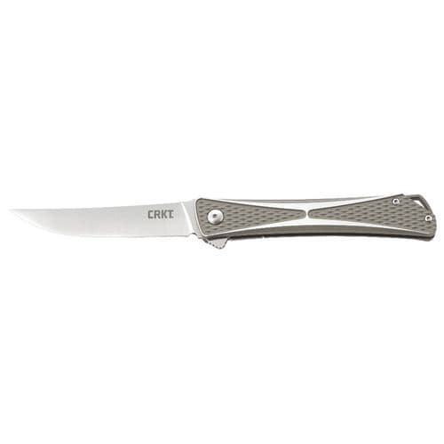 CRKT 7530 Crossbones 3.54" Folding Plain Satin Japanese AUS-8 SS Blade Gray Anodized Aluminum Handle CRKT 7530 Crossbones 3.54" Folding Plain Satin Japanese AUS-8 SS Blade Gray Anodized Aluminum Handle