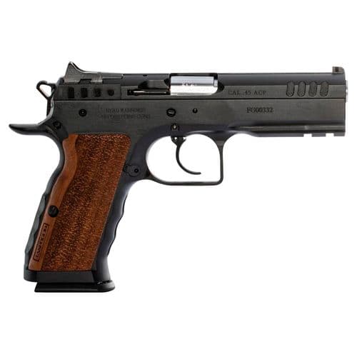 Tanfoglio IFG TF-STOCKI-45 Stock I 45 ACP 4.50" 10+1 Black Steel Slide Wood Grip Tanfoglio IFG TF-STOCKI-45 Stock I 45 ACP 4.50" 10+1 Black Steel Slide Wood Grip