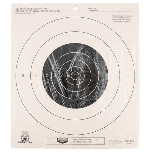 Birchwood Casey 37350 NRA 25 YD. Slow-Fire Pistol Target Bullseye Hanging Paper 25 Per Pack Birchwood Casey 37350 NRA 25 YD. Slow-Fire Pistol Target Bullseye Hanging Paper 25 Per Pack