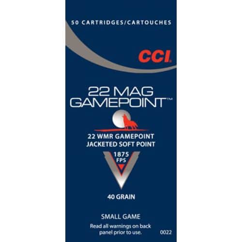 CCI 22 WMR Gamepoint JSP 40 Grain (Jacketed Soft Point) 1875fps 50rd Box CCI 22 WMR Gamepoint JSP 40 Grain (Jacketed Soft Point) 1875fps 50rd Box