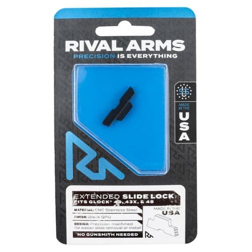 Rival Arms RA80G003A Extended Slide Lock fits Glock 43, 43x, 48 Black QPQ Case Hardened Stainless Steel Rival Arms RA80G003A Extended Slide Lock fits Glock 43, 43x, 48 Black QPQ Case Hardened Stainless Steel