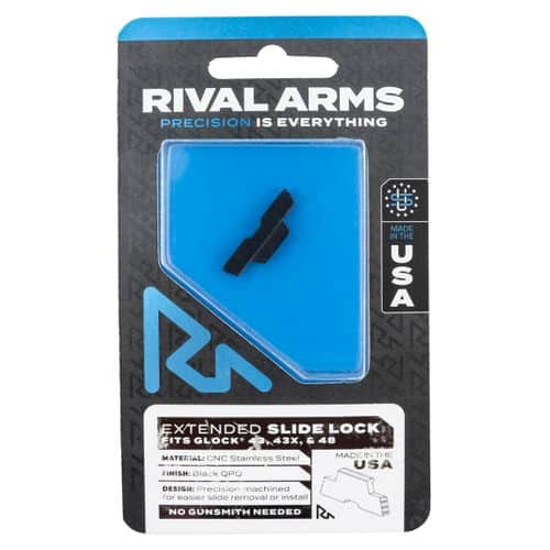 Rival Arms RA80G003A Extended Slide Lock fits Glock 43, 43x, 48 Black QPQ Case Hardened Stainless Steel Rival Arms RA80G003A Extended Slide Lock fits Glock 43, 43x, 48 Black QPQ Case Hardened Stainless Steel