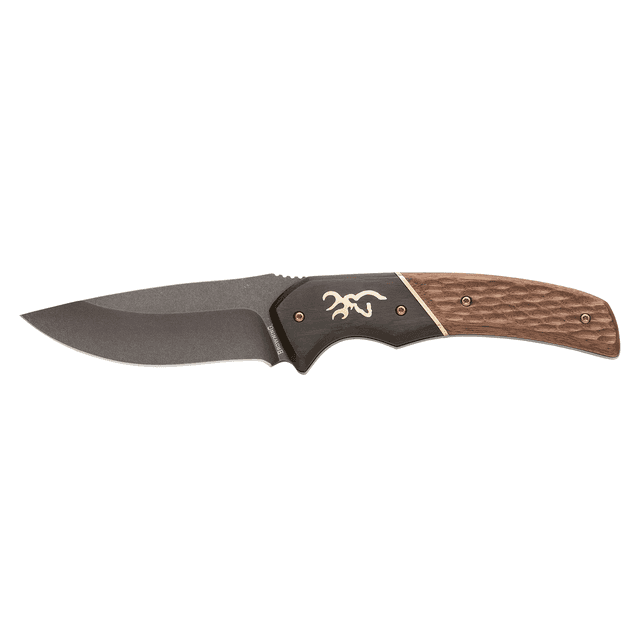 Browning 3220397 Hunter Large 3.63" Fixed Drop Point Plain Black Stonewashed Oxide 440C SS Blade Jigged Hardwood Walnut Handle Browning 3220397 Hunter Large 3.63" Fixed Drop Point Plain Black Stonewashed Oxide 440C SS Blade Jigged Hardwood Walnut Handle