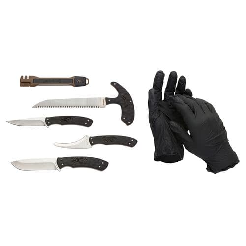Browning 3220422B Primal Combo 8Cr13MoV SS Skinner, Caper, Gut Tool, Bone Saw, Sharpening Tool Black Polymer Over-mold Browning 3220422B Primal Combo 8Cr13MoV SS Skinner, Caper, Gut Tool, Bone Saw, Sharpening Tool Black Polymer Over-mold