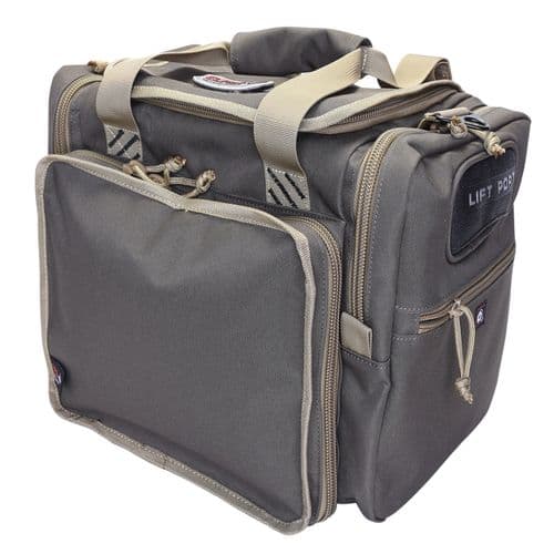 G*Outdoors GPS-2014LRBR Large Range Bag with Lift Ports & (4)Ammo Dump Cups Rifle Green w/Khaki Trim G*Outdoors GPS-2014LRBR Large Range Bag with Lift Ports & (4)Ammo Dump Cups Rifle Green w/Khaki Trim