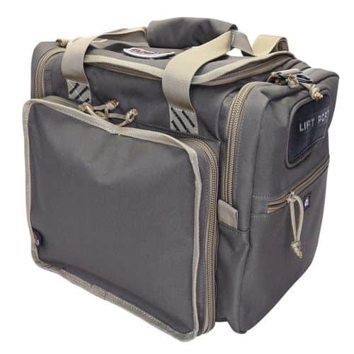 G*Outdoors GPS-2014LRBR Large Range Bag with Lift Ports & (4)Ammo Dump Cups Rifle Green w/Khaki Trim G*Outdoors GPS-2014LRBR Large Range Bag with Lift Ports & (4)Ammo Dump Cups Rifle Green w/Khaki Trim