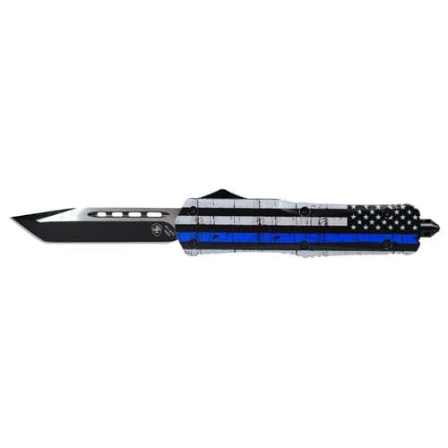 Templar Knife LBTB231 Back The Blue Gen II Large 3.50" Tanto Plain Black 440C Stainless Steel Blue/White/Black Zinc Aluminum Alloy Handle OTF Templar Knife LBTB231 Back The Blue Gen II Large 3.50" Tanto Plain Black 440C Stainless Steel Blue/White/Black Zinc Aluminum Alloy Handle OTF