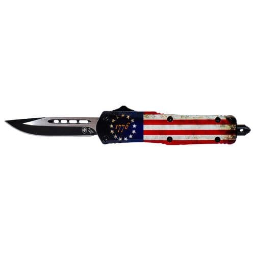 Templar Knife SBRF331 Betsy Ross Flag Gen II Small 2.25" OTF Drop Point Plain Black 440C SS Blade Betsy Ross Flag Zinc Aluminum Alloy Handle Templar Knife SBRF331 Betsy Ross Flag Gen II Small 2.25" OTF Drop Point Plain Black 440C SS Blade Betsy Ross Flag Zinc Aluminum Alloy Handle